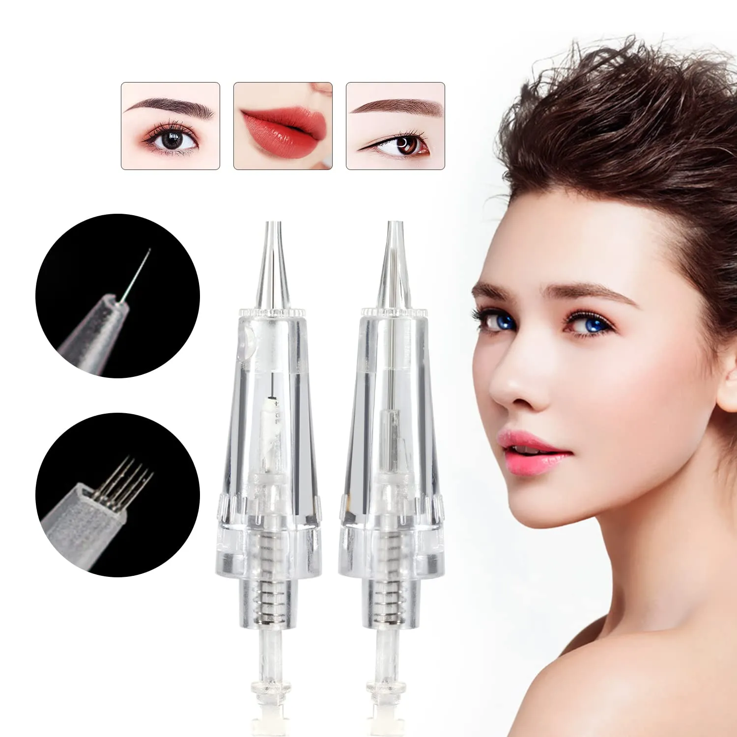 10 PCS Permanent Makeup Needle Cartridge ONLY for MAX Permanent Makeup Machine - Professional Use Supplies Eyebrow (1RL .20mm)