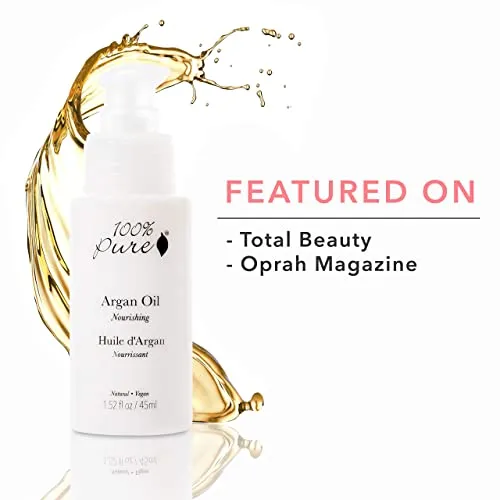 100% PURE Argan Oil, Cold-Pressed, Natural Moisturizer for Skin, Hair & Nails, Facial Serum, Hair Detangler, Cuticle Oil, Makeup Remover - 1.52 Fl Oz