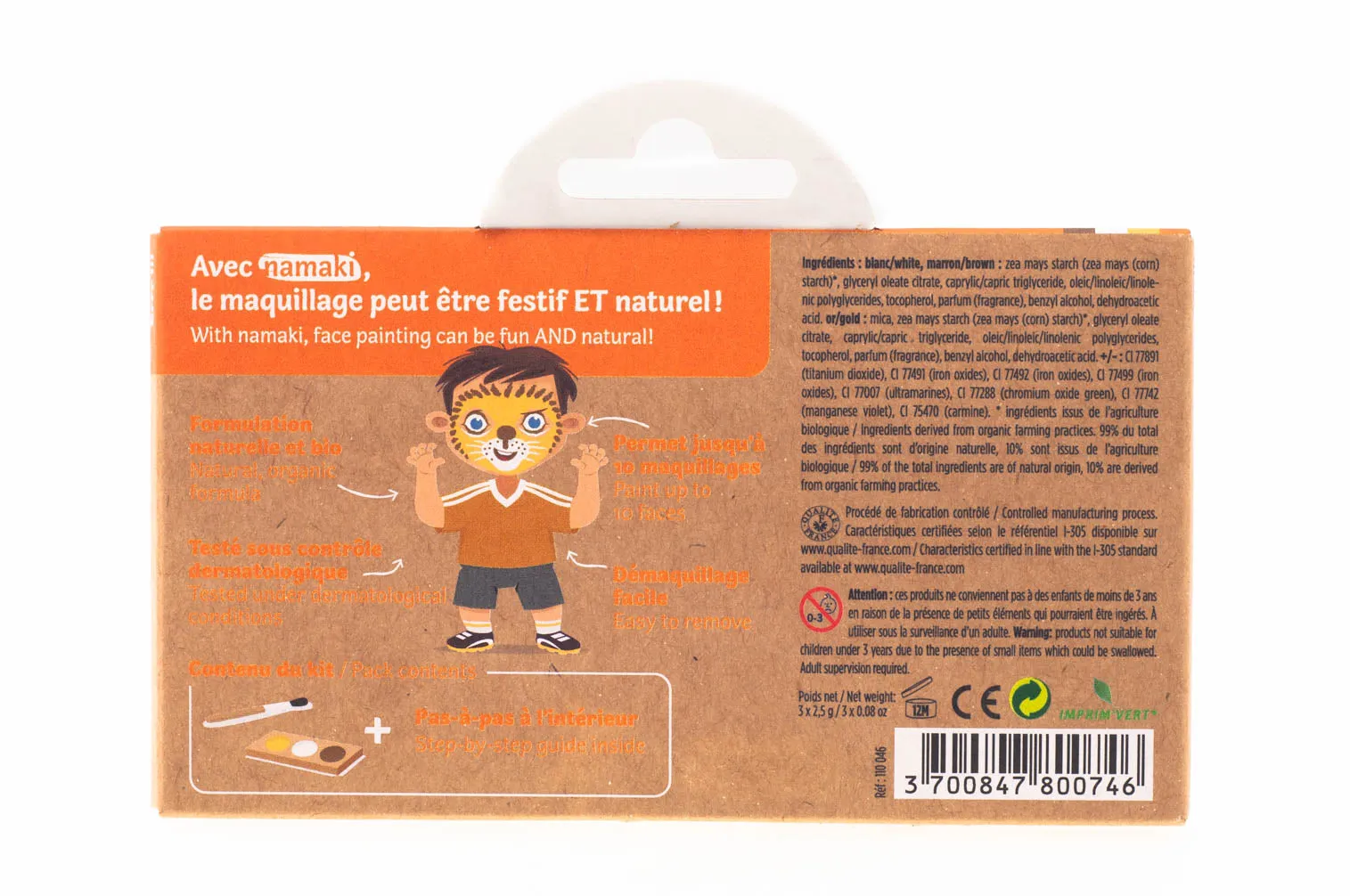 3 colors face painting kit « Lion & Giraffe »
