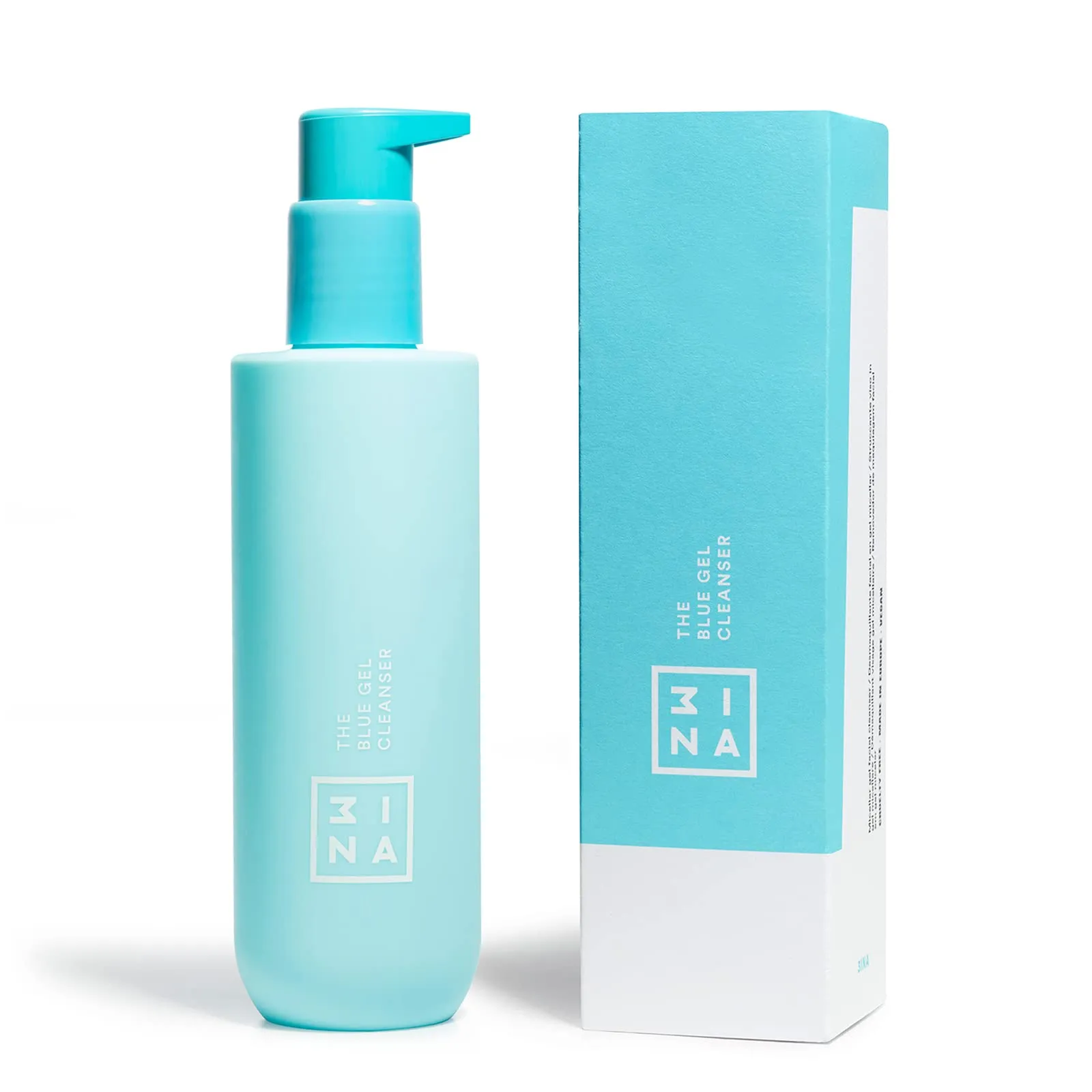 3INA MAKEUP - Vegan - Cruelty Free - The Blue Gel Cleanser - Blue - Foaming Gentle Skin Face Cleanser - Micellar Formula - Aloe Vera and Hamamelis - Smooths - Refresh - Purifies - Pump Applicator