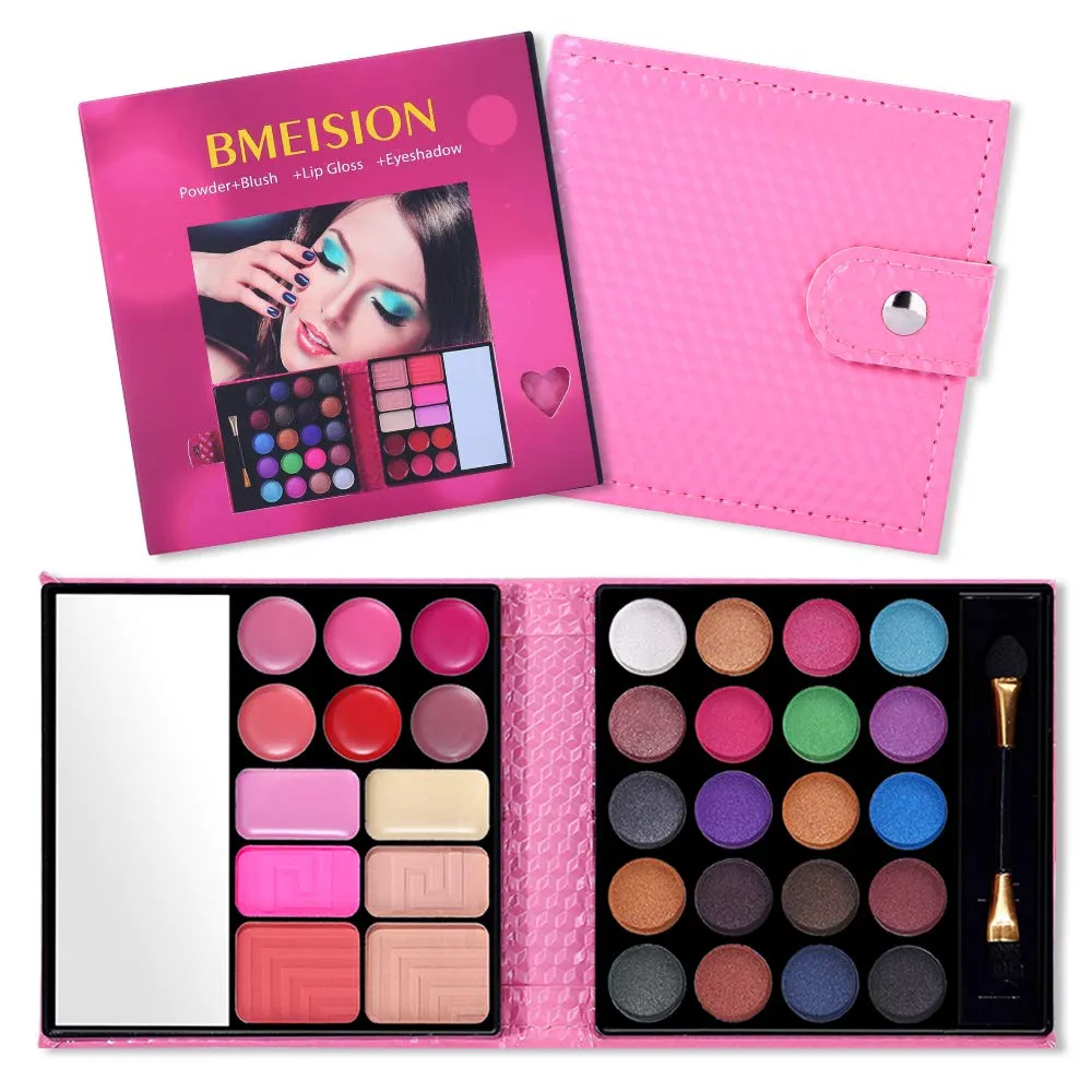 All in One Makeup Kit - 20 Eyeshadow, 6 Lip Glosses, 3 Blushers, 2 Powder, 1 Concealer, 1 Mirror, 1 Brush, Make Up Gift Set for Teen Girls, Beginners And Pros Pink