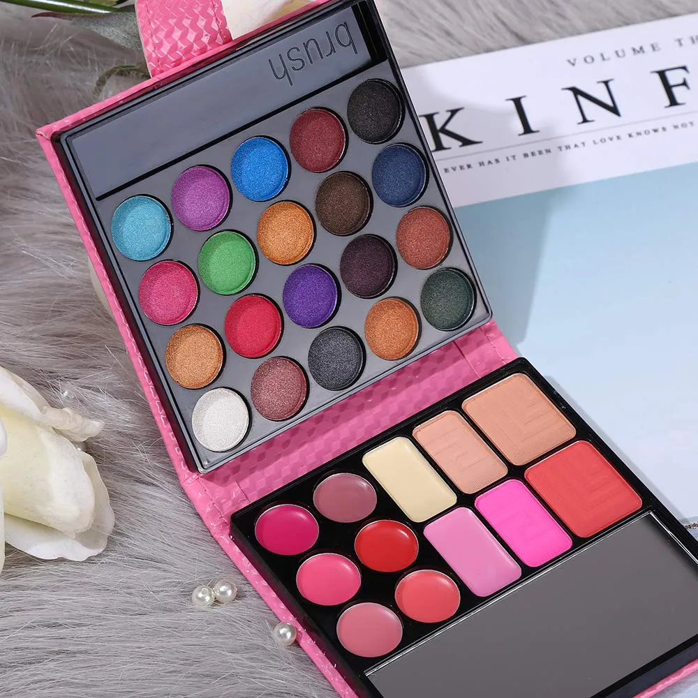 All in One Makeup Kit - 20 Eyeshadow, 6 Lip Glosses, 3 Blushers, 2 Powder, 1 Concealer, 1 Mirror, 1 Brush, Make Up Gift Set for Teen Girls, Beginners And Pros Pink