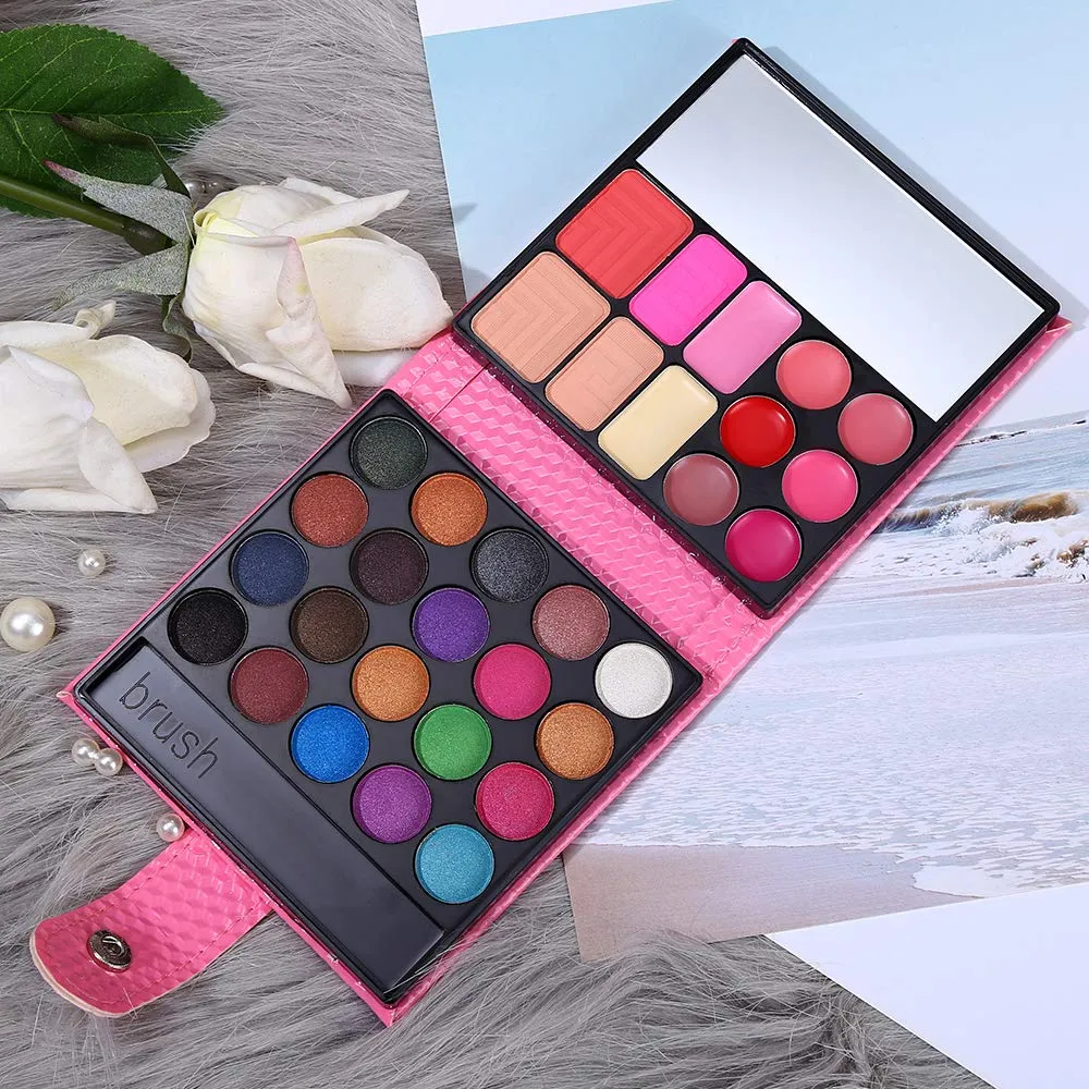 All in One Makeup Kit - 20 Eyeshadow, 6 Lip Glosses, 3 Blushers, 2 Powder, 1 Concealer, 1 Mirror, 1 Brush, Make Up Gift Set for Teen Girls, Beginners And Pros Pink