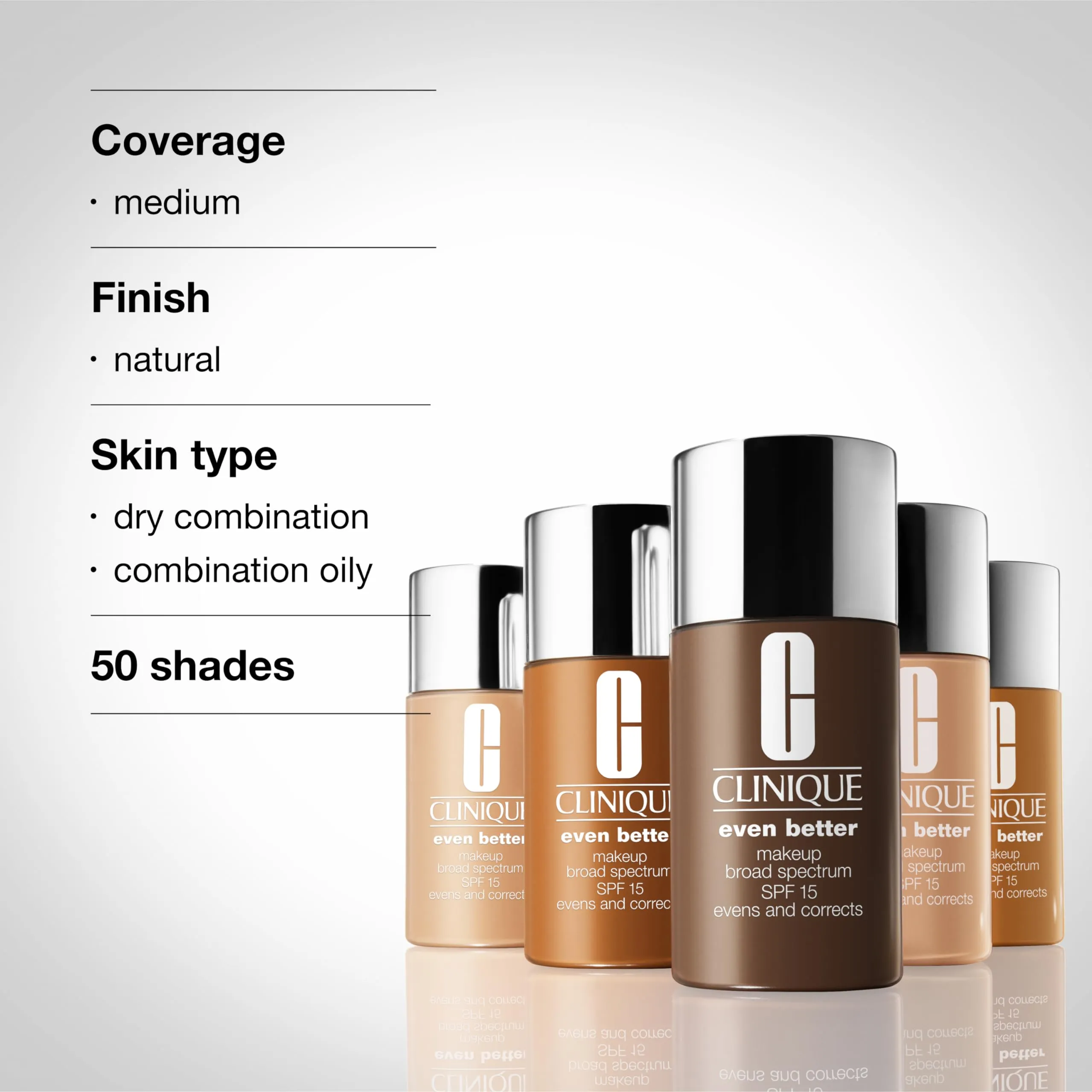 Clinique Even Better Makeup Medium Coverage Foundation Broad Spectrum SPF 15 | Evens Skin Tone   Reduces Dark Spots, Alabaster