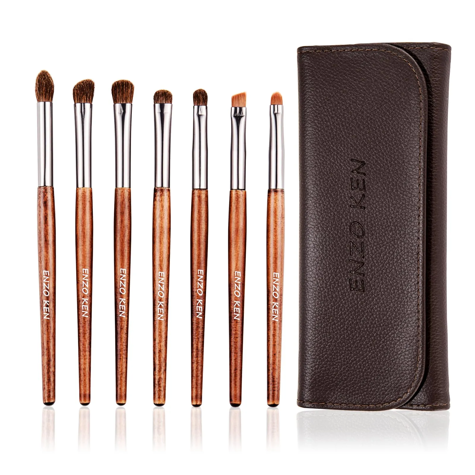 ENZO KEN Natural Pony Hair Eye Shadow Brush Set, Small Eyeshadow Brushes Set, Eye Makeup Brushes Set Professional, Small Nose Contour Brush, Angled Eyeshadow Brush, Eye Brush, Eyeshadow Blending Brush