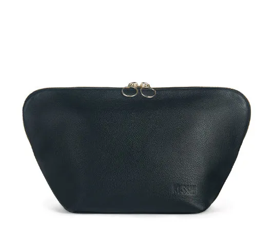 Kusshi - Leather Signature Makeup Bag in Black/Leopard