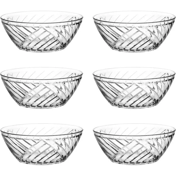 Lav Elis Crystal Clear Glass Round Serving Bowls Set of 6, 7.2 oz