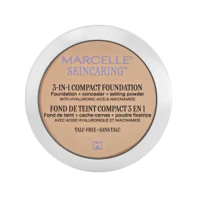 Marcelle Skincaring 3-in-1 Compact Foundation, Classic Ivory, Matte Finish, Buildable Formula, Long-Lasting, Vegan, Cruelty-Free, Hypoallergenic, Talc-Free, Non-Comedogenic, Fragrance-Free, 8.5 g
