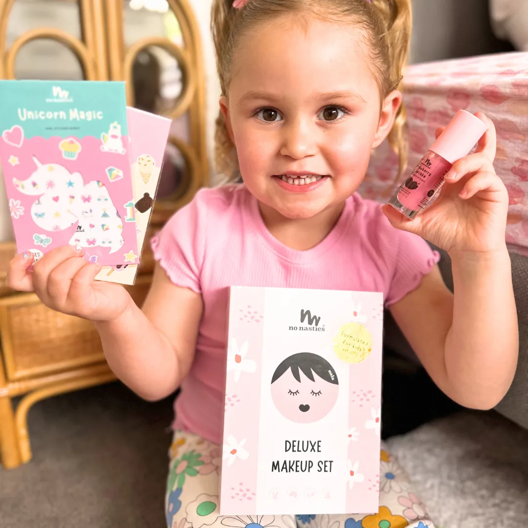 Nala Pink Kids Natural Makeup Deluxe Box and Mini Brush Set Combo