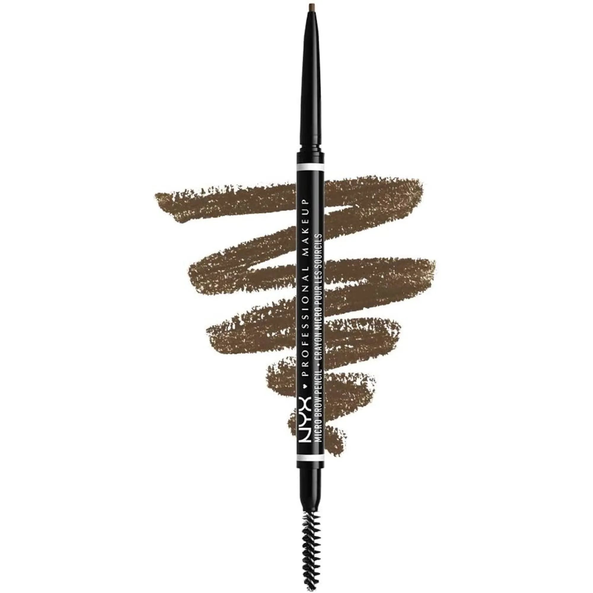NYX Professional Makeup Micro Brow Pencil, Dual- Ended Eyebrow Pencil, With Integrated Spoolie, For Natural Looking Brows, Vegan Formula, Ash Brown, 0.003 oz - .09g