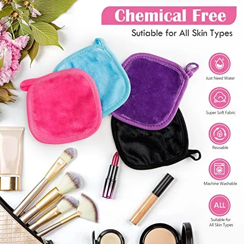 Orighty Makeup Remover Cloths, Makeup Removal Face Cleansing Cloth, Reusable Makeup Remover Pads Remove Instantly Dirt with Just Water, 5 x 5 in