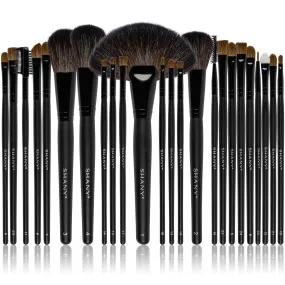 Studio Quality Total Pro Cosmetic Brush Set with Leather Pouch, 24 Count